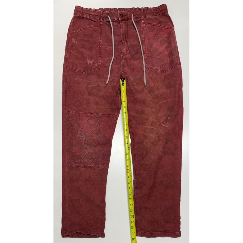 Pilcro Anthropologie The Trailblazer Burgundy Paisley Print Pants Womens L